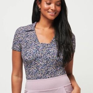 Travis Mathew Floral Print Polo Shirt XL Multicolor Stretch Golf Resort Casual